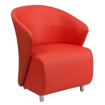 Flash Furniture ZB-6-GG Red LeatherSoft Curved Barrel Back Lounge Chair