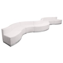 Flash Furniture ZB-803-430-SET-WH-GG Hercules Alon Series White LeatherSoft Reception Configuration, 8 Pieces