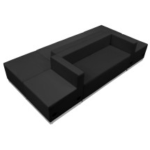 Flash Furniture ZB-803-500-SET-BK-GG Hercules Alon Series Black LeatherSoft Reception Configuration, 6 Pieces