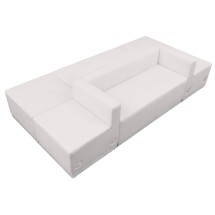 Flash Furniture ZB-803-500-SET-WH-GG Hercules Alon Series White LeatherSoft Reception Configuration, 6 Pieces