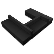 Flash Furniture ZB-803-510-SET-BK-GG Hercules Alon Series Black LeatherSoft Reception Configuration, 6 Pieces