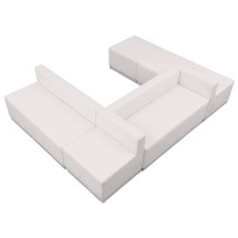 Flash Furniture ZB-803-510-SET-WH-GG Hercules Alon Series White LeatherSoft Reception Configuration, 6 Pieces