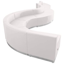 Flash Furniture ZB-803-560-SET-WH-GG Hercules Alon Series White LeatherSoft Reception Configuration, 9 Pieces