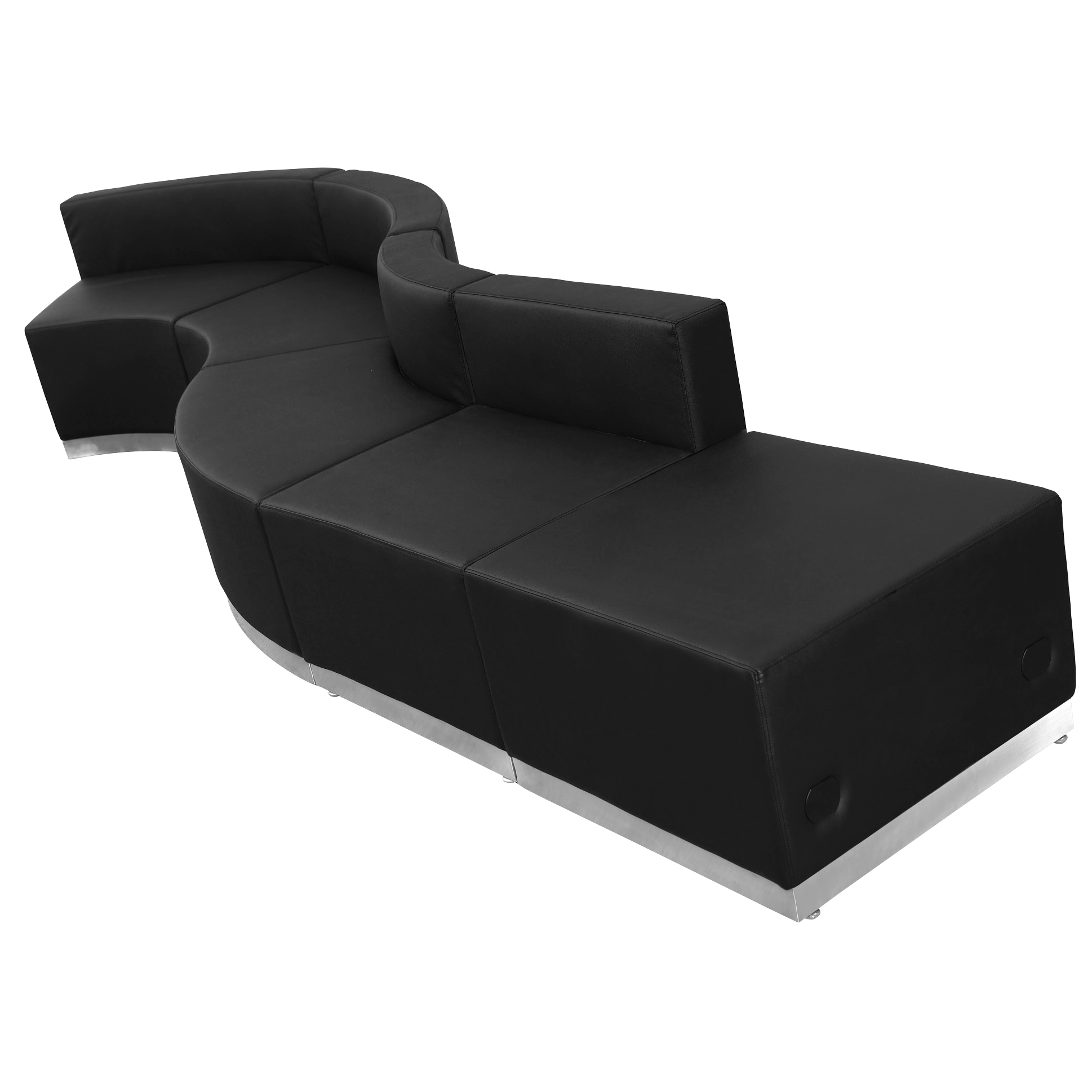 Flash Furniture ZB-803-590-SET-BK-GG Hercules Alon Series Black LeatherSoft Reception Configuration, 5 Pieces