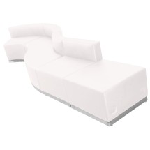Flash Furniture ZB-803-590-SET-WH-GG Hercules Alon Series White LeatherSoft Reception Configuration, 5 Pieces