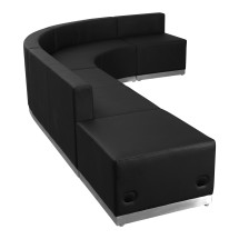 Flash Furniture ZB-803-610-SET-BK-GG Hercules Alon Series Black LeatherSoft Reception Configuration, 5 Pieces
