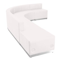 Flash Furniture ZB-803-610-SET-WH-GG Hercules Alon Series White LeatherSoft Reception Configuration, 5 Pieces