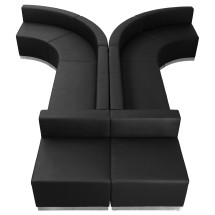 Flash Furniture ZB-803-620-SET-BK-GG Hercules Alon Series Black LeatherSoft Reception Configuration, 8 Pieces