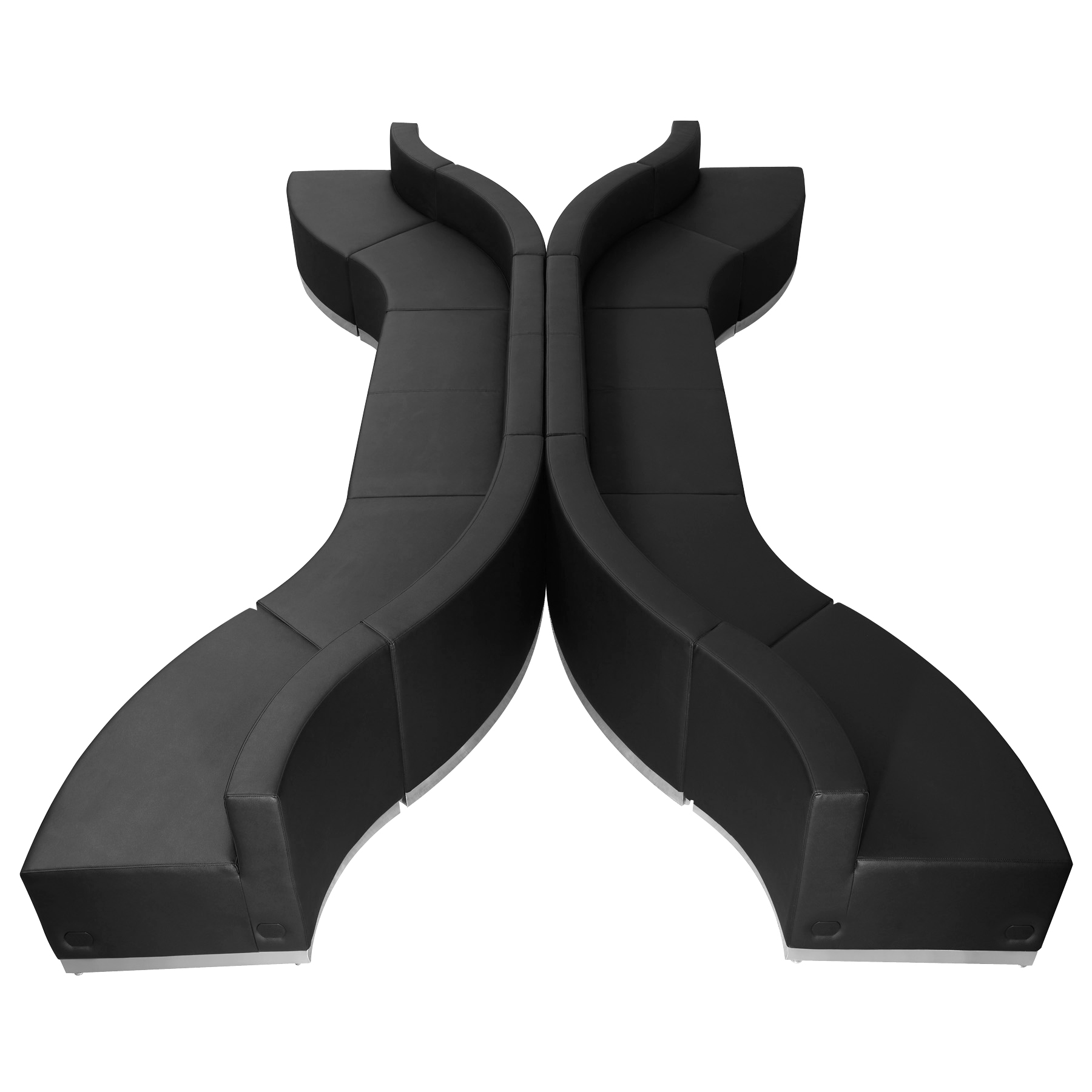 Flash Furniture ZB-803-630-SET-BK-GG Hercules Alon Series Black LeatherSoft Reception Configuration, 10 Pieces