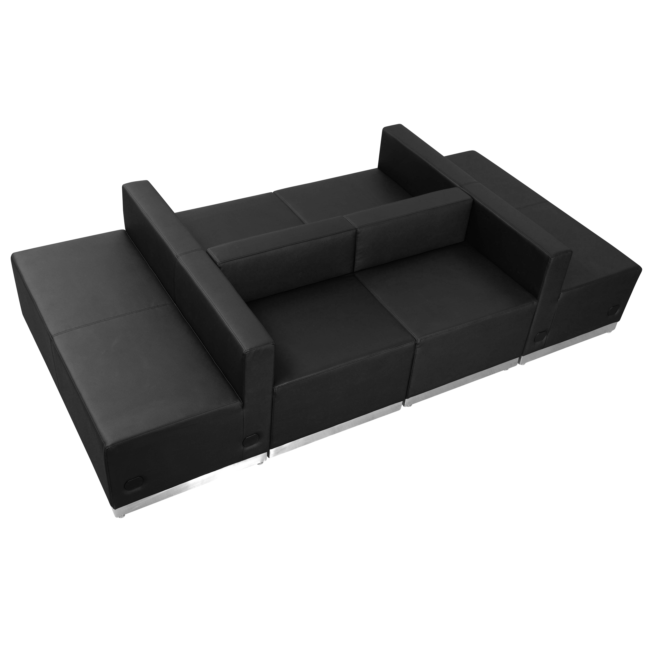 Flash Furniture ZB-803-650-SET-BK-GG Hercules Alon Series Black LeatherSoft Reception Configuration, 6 Pieces