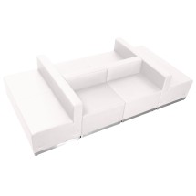 Flash Furniture ZB-803-650-SET-WH-GG Hercules Alon Series White LeatherSoft Reception Configuration, 6 Pieces