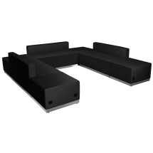 Flash Furniture ZB-803-660-SET-BK-GG Hercules Alon Series Black LeatherSoft Reception Configuration, 7 Pieces