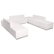 Flash Furniture ZB-803-660-SET-WH-GG Hercules Alon Series White LeatherSoft Reception Configuration, 7 Pieces