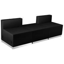 Flash Furniture ZB-803-670-SET-BK-GG Hercules Alon Series Black LeatherSoft Reception Configuration, 3 Pieces