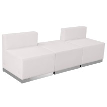 Flash Furniture ZB-803-670-SET-WH-GG Hercules Alon Series White LeatherSoft Reception Configuration, 3 Pieces
