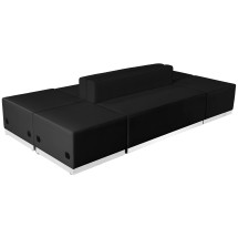 Flash Furniture ZB-803-690-SET-BK-GG Hercules Alon Series Black LeatherSoft Reception Configuration, 6 Pieces