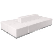 Flash Furniture ZB-803-690-SET-WH-GG Hercules Alon Series White LeatherSoft Reception Configuration, 6 Pieces