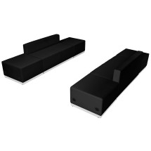 Flash Furniture ZB-803-700-SET-BK-GG Hercules Alon Series Black LeatherSoft Reception Configuration, 6 Pieces