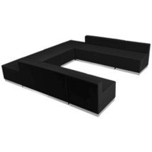 Flash Furniture ZB-803-710-SET-BK-GG Hercules Alon Series Black LeatherSoft Reception Configuration, 8 Pieces