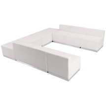 Flash Furniture ZB-803-710-SET-WH-GG Hercules Alon Series White LeatherSoft Reception Configuration, 8 Pieces