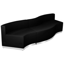 Flash Furniture ZB-803-720-SET-BK-GG Hercules Alon Series Black LeatherSoft Reception Configuration, 3 Pieces