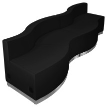 Flash Furniture ZB-803-730-SET-BK-GG Hercules Alon Series Black LeatherSoft Reception Configuration, 4 Pieces