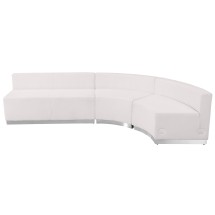 Flash Furniture ZB-803-750-SET-WH-GG Hercules Alon Series White LeatherSoft Reception Configuration, 3 Pieces