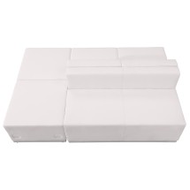 Flash Furniture ZB-803-880-SET-WH-GG Hercules Alon Series White LeatherSoft Reception Configuration, 4 Pieces