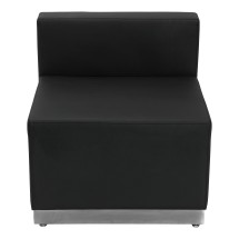 Flash Furniture ZB-803-CHAIR-BK-GG Black LeatherSoft Chair with Brushed Stainless Steel Base