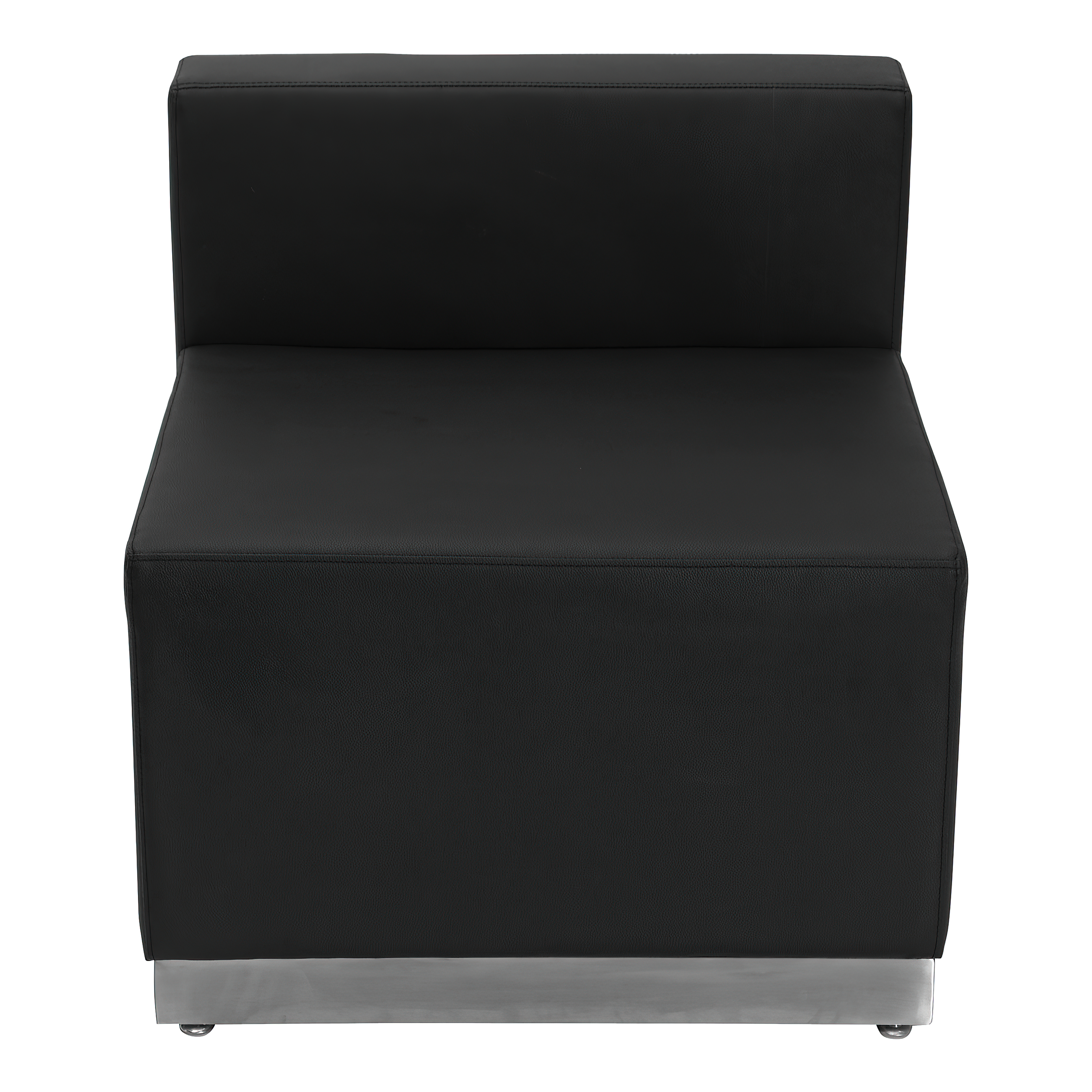 Flash Furniture ZB-803-CHAIR-BK-GG Black LeatherSoft Chair with Brushed Stainless Steel Base