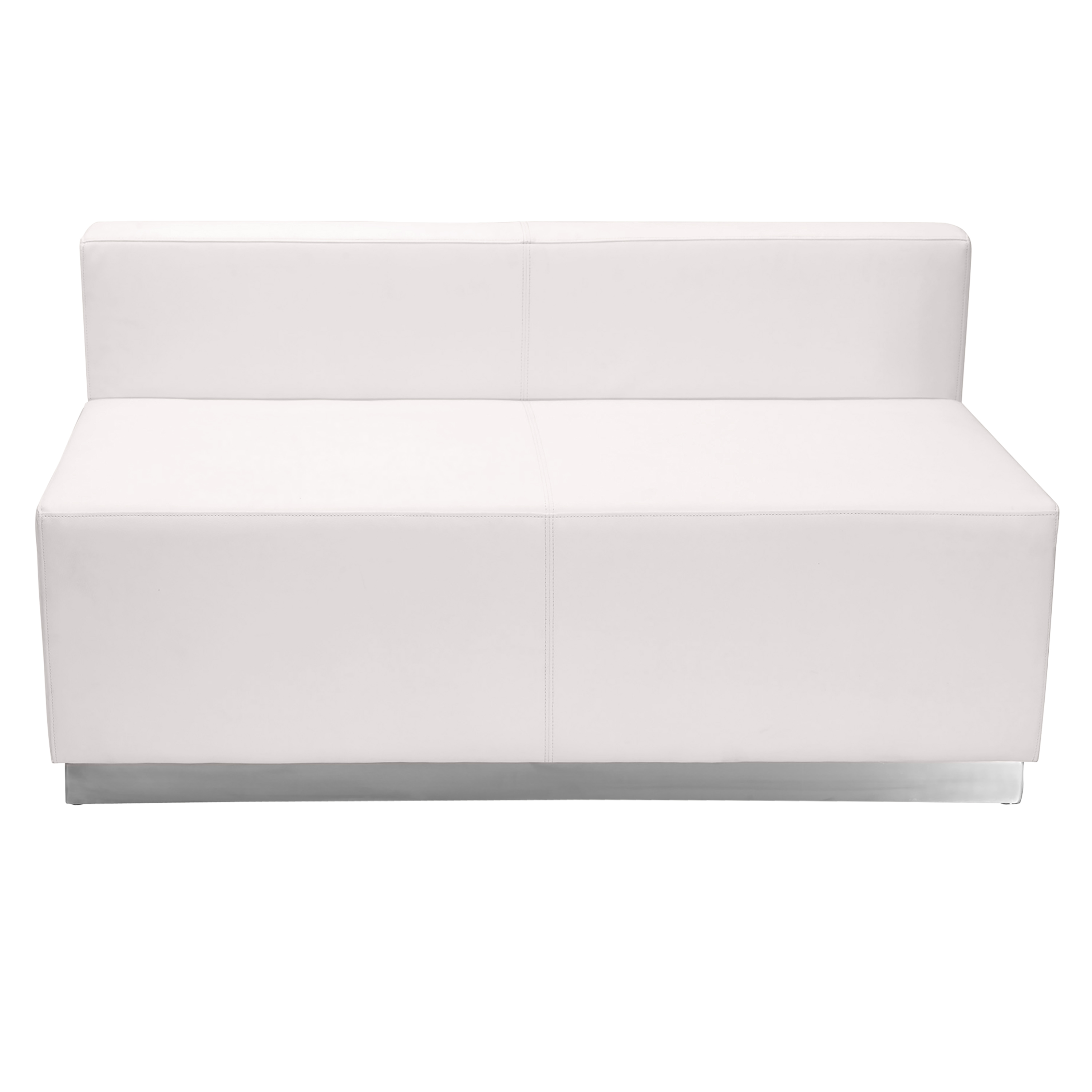Flash Furniture ZB-803-LS-WH-GG White LeatherSoft Loveseat with Brushed Stainless Steel Base