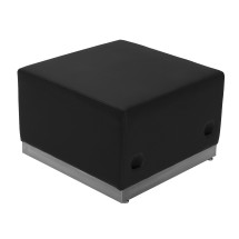 Flash Furniture ZB-803-OTTOMAN-BK-GG Black LeatherSoft Ottoman with Brushed Stainless Steel Base