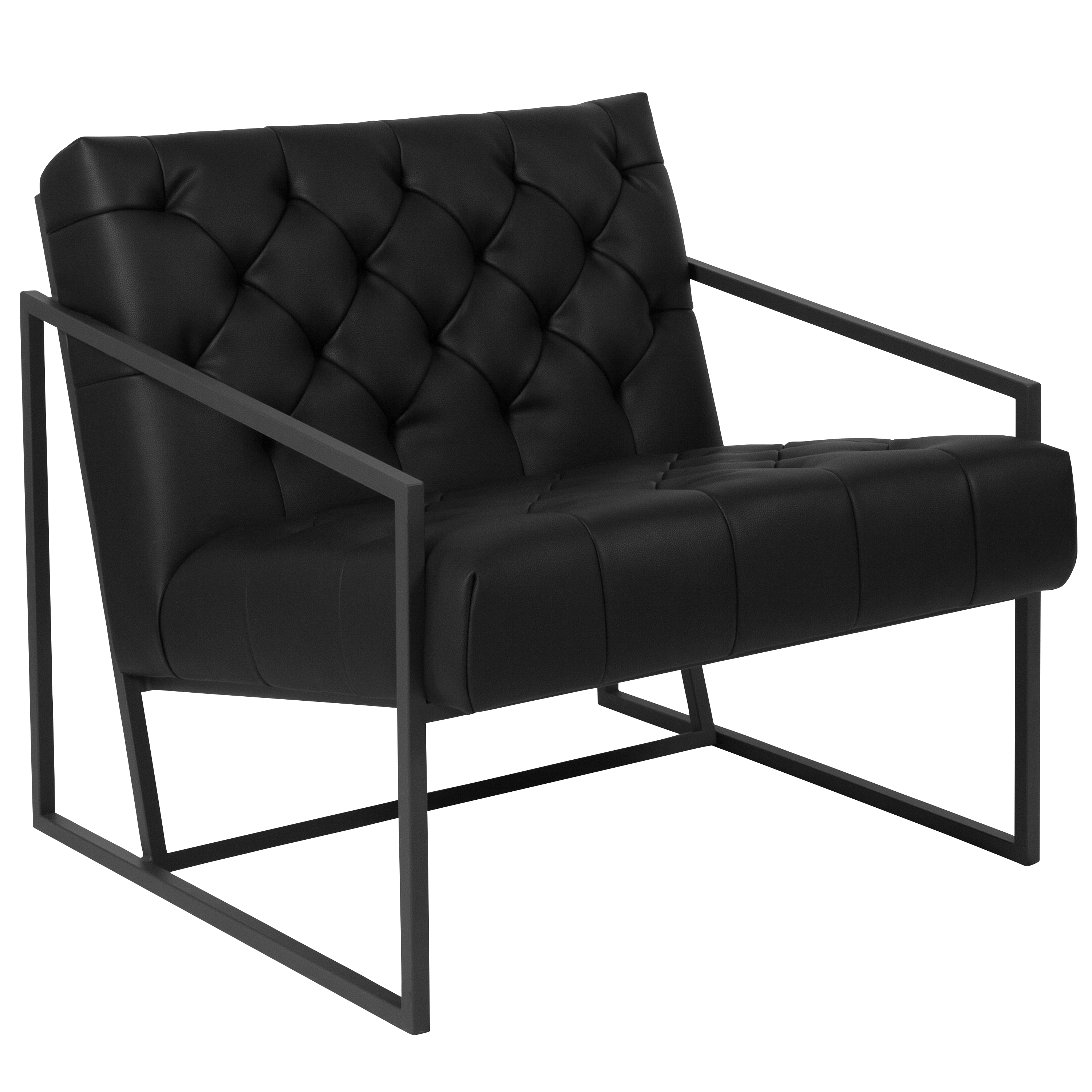 Flash Furniture ZB-8522-BK-GG Hercules Black LeatherSoft Tufted Lounge Chair