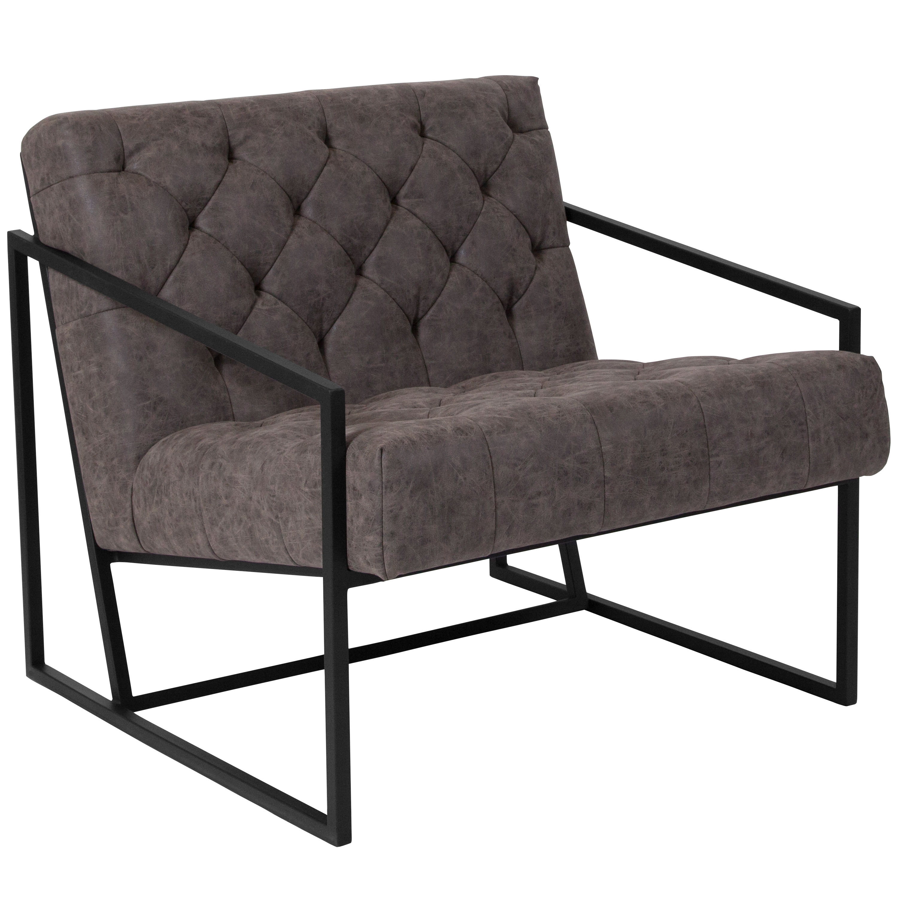 Flash Furniture ZB-8522-GY-GG Hercules Retro Gray LeatherSoft Tufted Lounge Chair