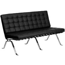 Flash Furniture ZB-FLASH-801-LS-BK-GG Hercules Black LeatherSoft Loveseat with Curved Legs
