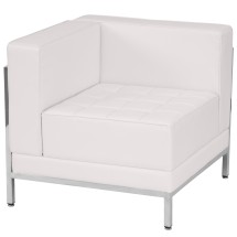 Flash Furniture ZB-IMAG-LEFT-CORNER-WH-GG Hercules Imagination Series Contemporary White LeatherSoft Left Corner Chair