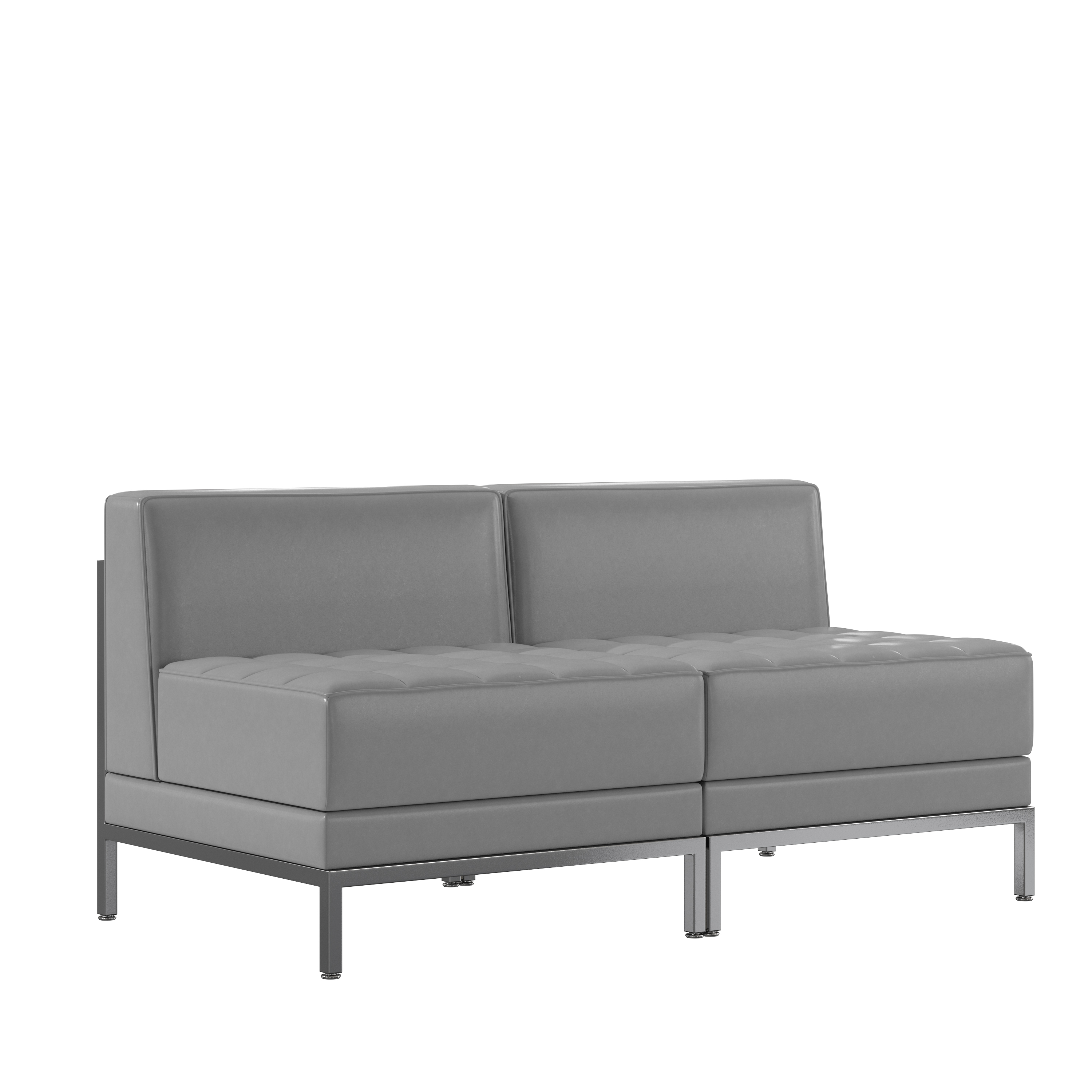 Flash Furniture ZB-IMAG-MIDCH-2-GY-GG Hercules Imagination Series 2 Piece Gray LeatherSoft Reception Bench