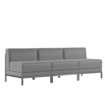 Flash Furniture ZB-IMAG-MIDCH-3-GY-GG Hercules Imagination Series 3 Piece Gray LeatherSoft Reception Bench