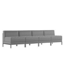 Flash Furniture ZB-IMAG-MIDCH-4-GY-GG Hercules Imagination Series 4 Piece Gray LeatherSoft Reception Bench