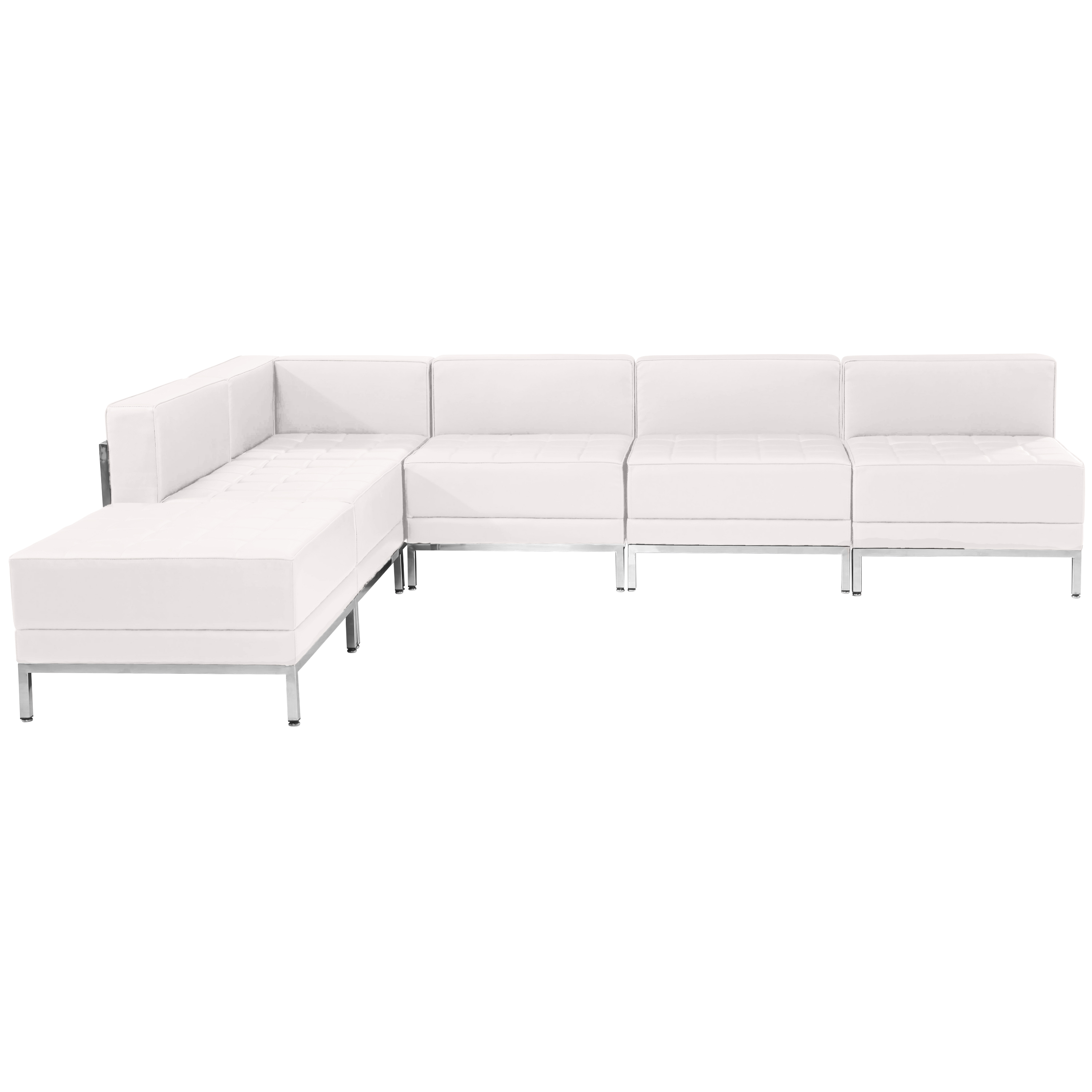 Flash Furniture ZB-IMAG-SECT-SET10-WH-GG Hercules Imagination Series White LeatherSoft Sectional Configuration, 6 Pieces