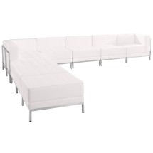 Flash Furniture ZB-IMAG-SECT-SET11-WH-GG Hercules Imagination Series White LeatherSoft Sectional Configuration, 9 Pieces