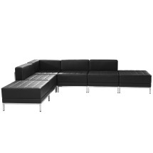Flash Furniture ZB-IMAG-SECT-SET8-GG Hercules Imagination Series Black LeatherSoft Sectional Configuration, 6 Pieces