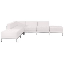 Flash Furniture ZB-IMAG-SECT-SET8-WH-GG Hercules Imagination Series White LeatherSoft Sectional Configuration, 6 Pieces