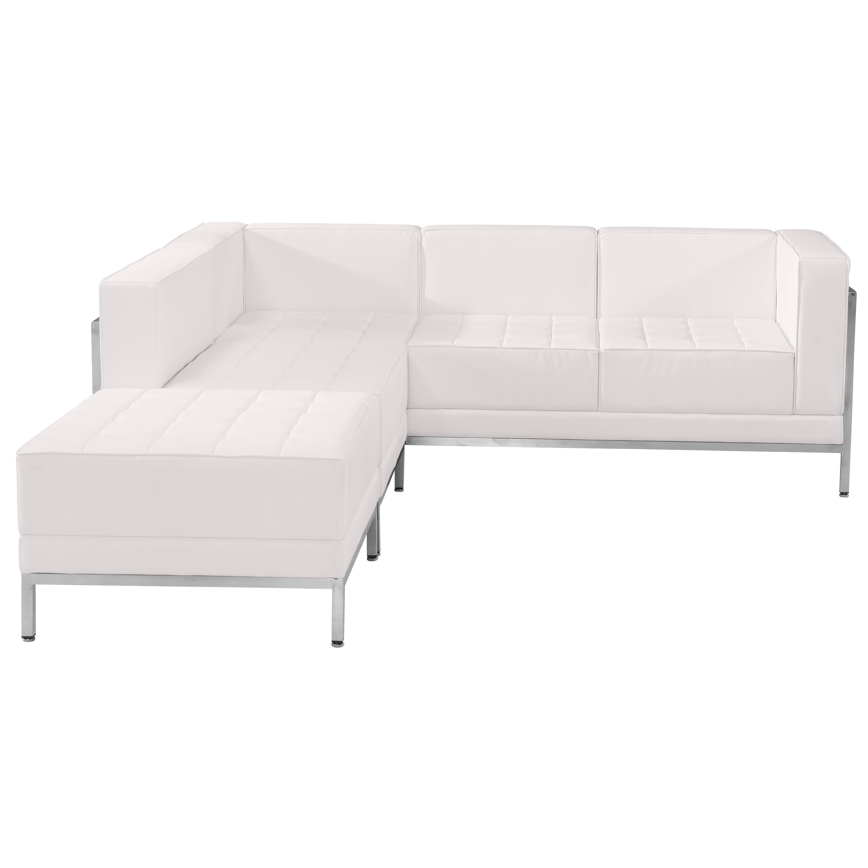 Flash Furniture ZB-IMAG-SECT-SET9-WH-GG Hercules Imagination Series White LeatherSoft Sectional Configuration, 3 Pieces