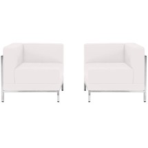 Flash Furniture ZB-IMAG-SET10-WH-GG Hercules Imagination Series White LeatherSoft 2 Piece Corner Chair Set