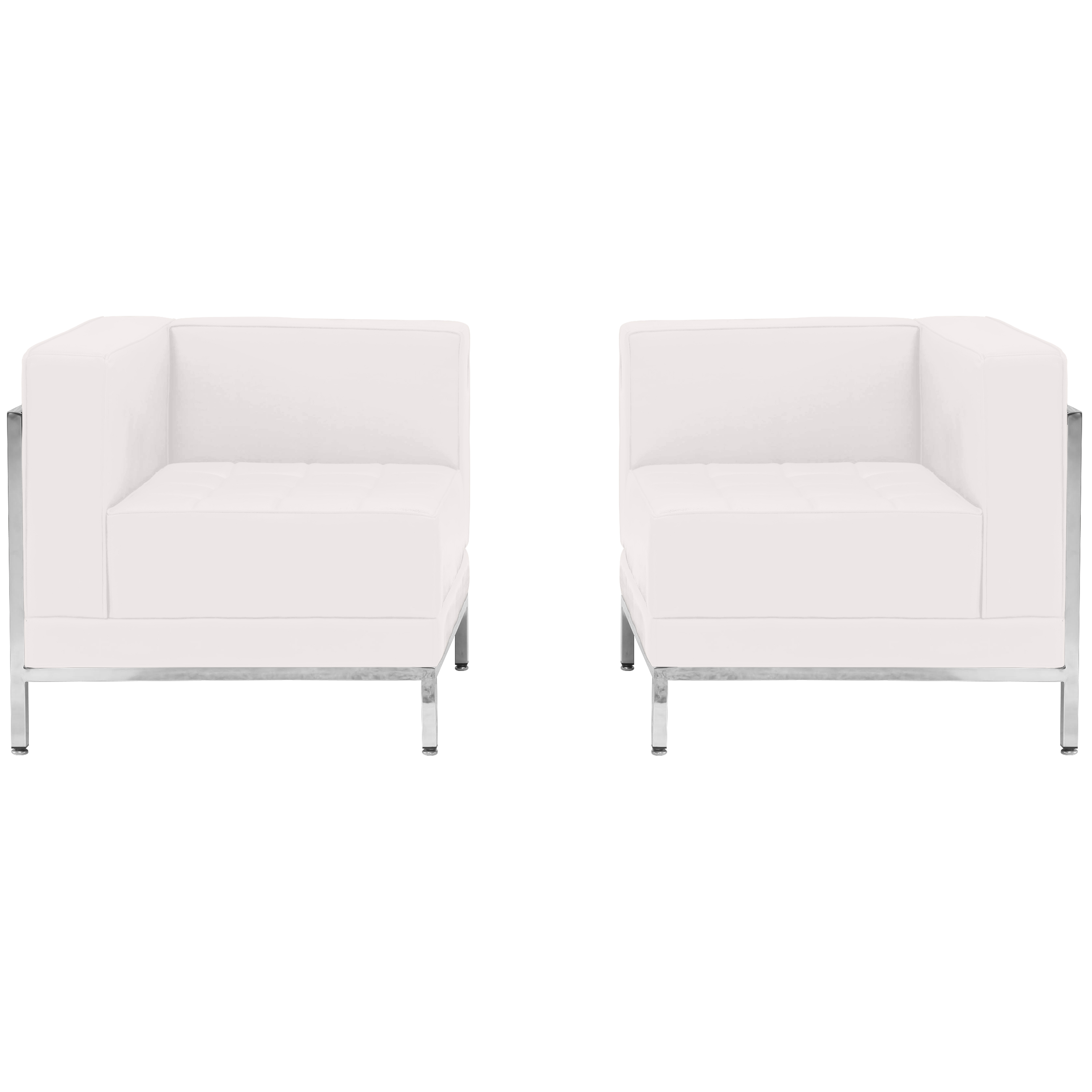 Flash Furniture ZB-IMAG-SET10-WH-GG Hercules Imagination Series White LeatherSoft 2 Piece Corner Chair Set
