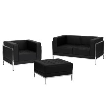 Flash Furniture ZB-IMAG-SET11-GG Hercules Imagination Series Black LeatherSoft Loveseat, Chair & Ottoman Set