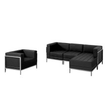 Flash Furniture ZB-IMAG-SET12-GG Hercules Imagination Series Black LeatherSoft Sectional & Chair, 5 Pieces
