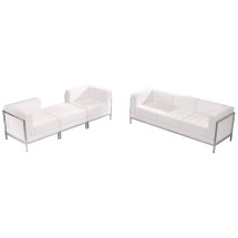 Flash Furniture ZB-IMAG-SET15-WH-GG Hercules Imagination Series White LeatherSoft Sofa & Lounge Chair Set, 4 Pieces