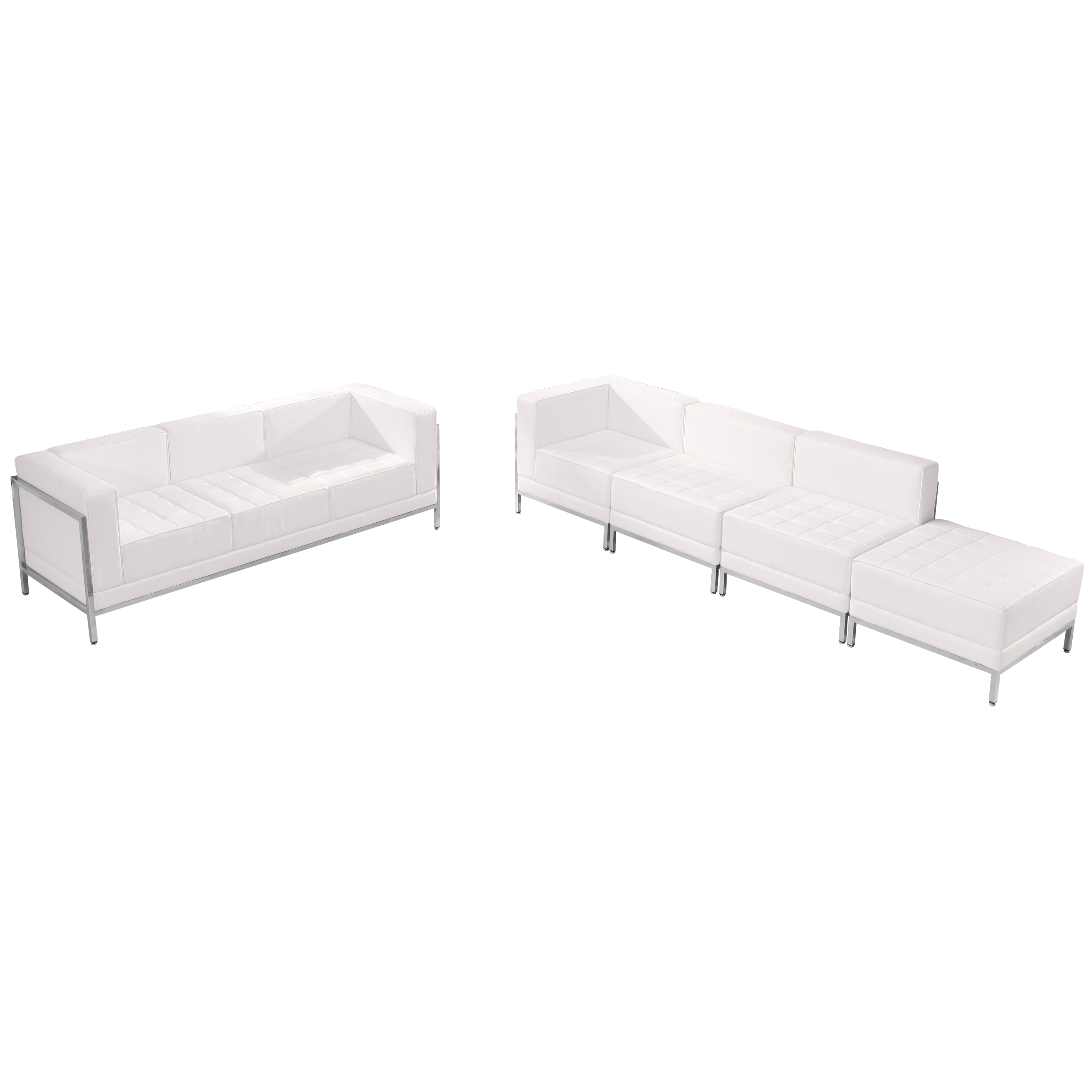 Flash Furniture ZB-IMAG-SET16-WH-GG Hercules Imagination Series White LeatherSoft Sofa & Lounge Chair Set, 5 Pieces